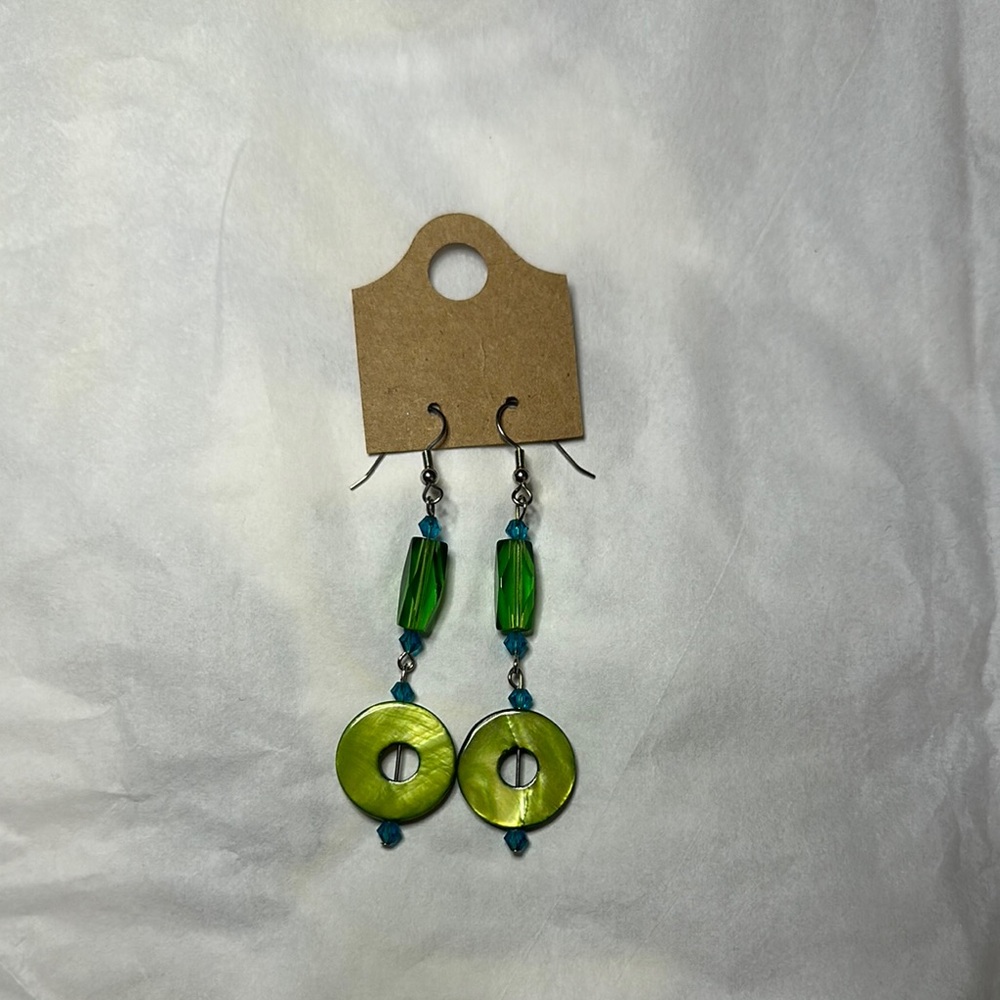 Green and Blue Dangle Earrings